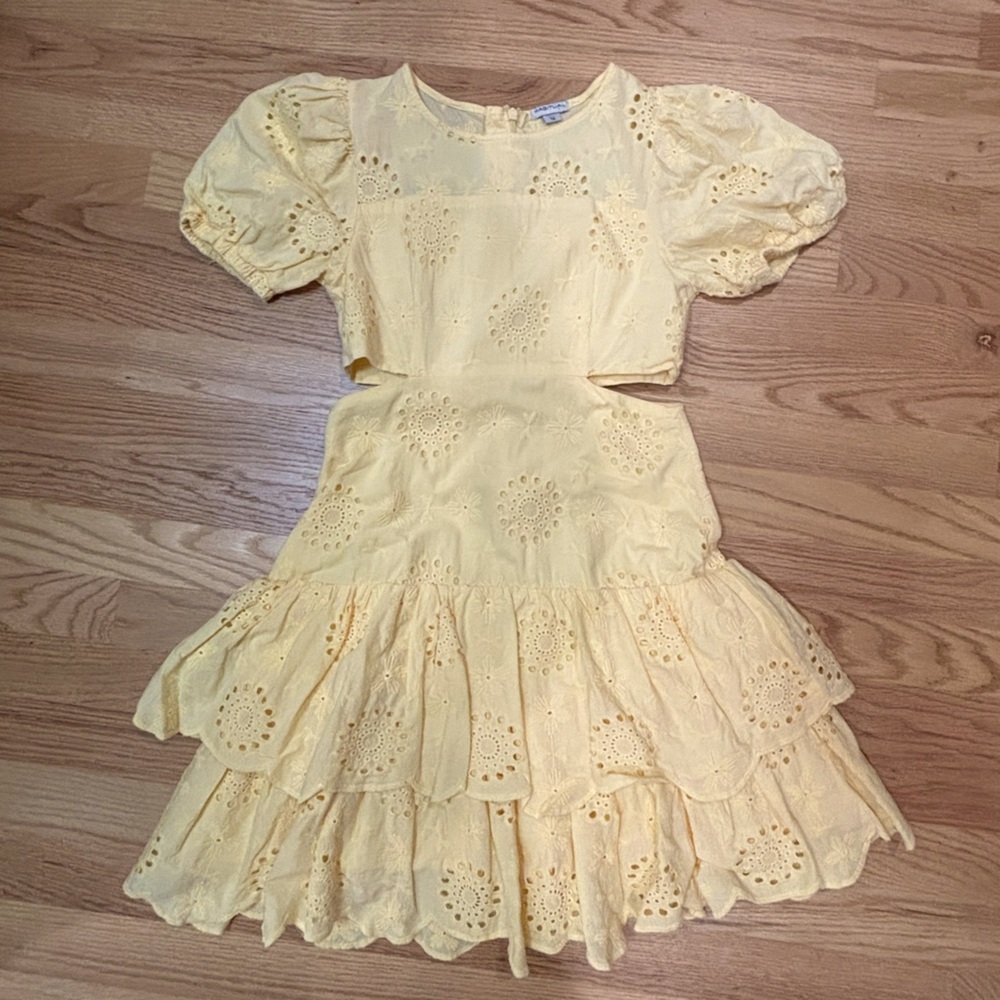 Habitual Kids Yellow Ruffled Tiered Sundress (size 12)